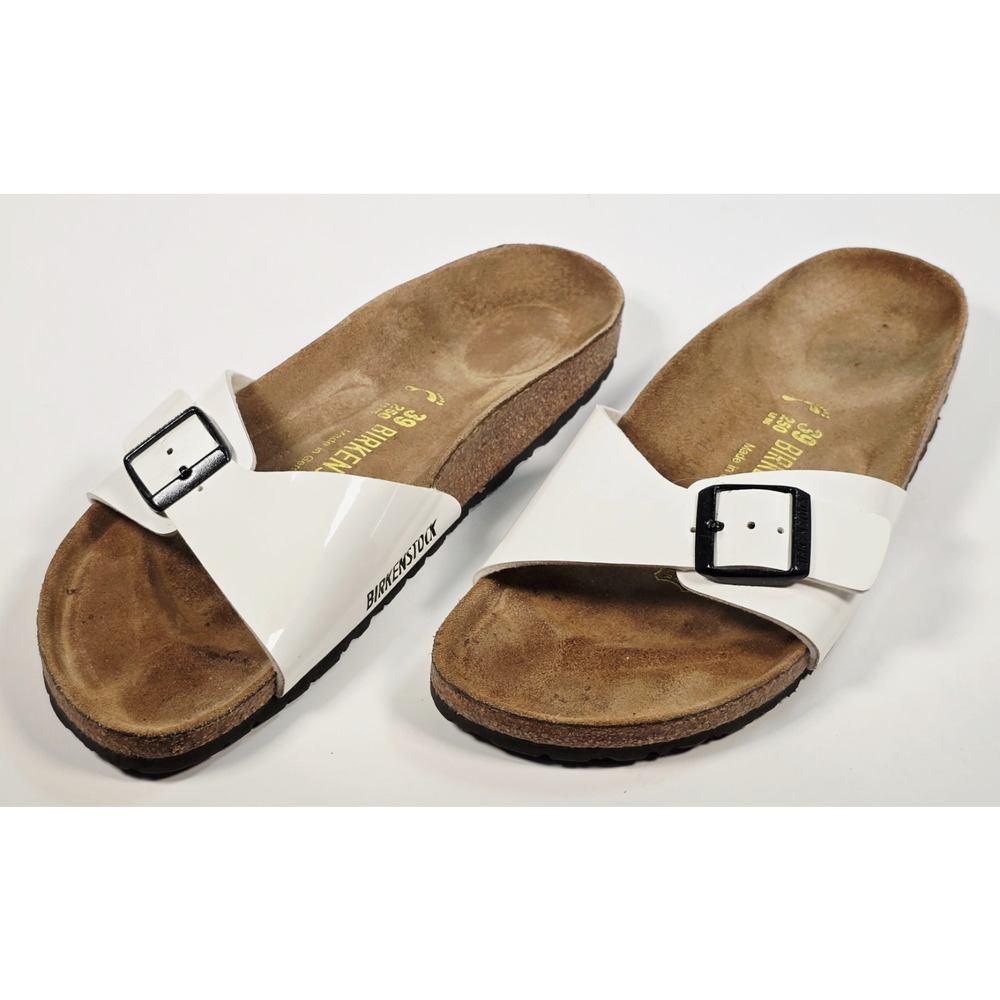 Birkenstock Madrid Big Buckle White Sandals Sz 39 (US 8-8.5) Minimalist Comfort